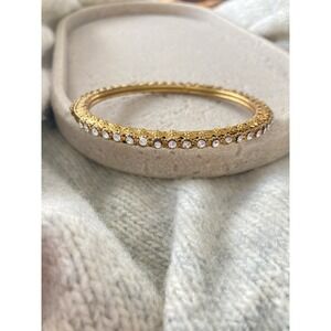 Gold Crystal-Accented Women’s Bangle Bracelet